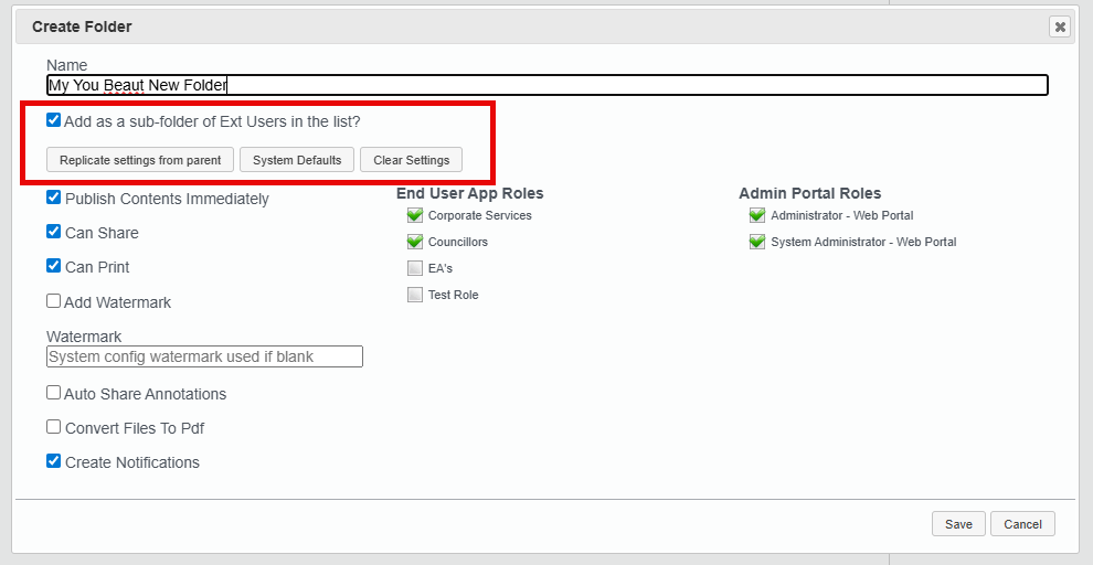 folder inherit settings from parent